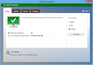 windows 8 defender - helps protect your computer against virus