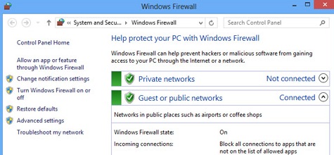 windows 8 firewall - helps protect your computer against illegal access 